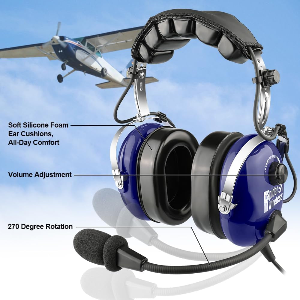 Pilot Aviation Headset for General Aircraft (Blue)