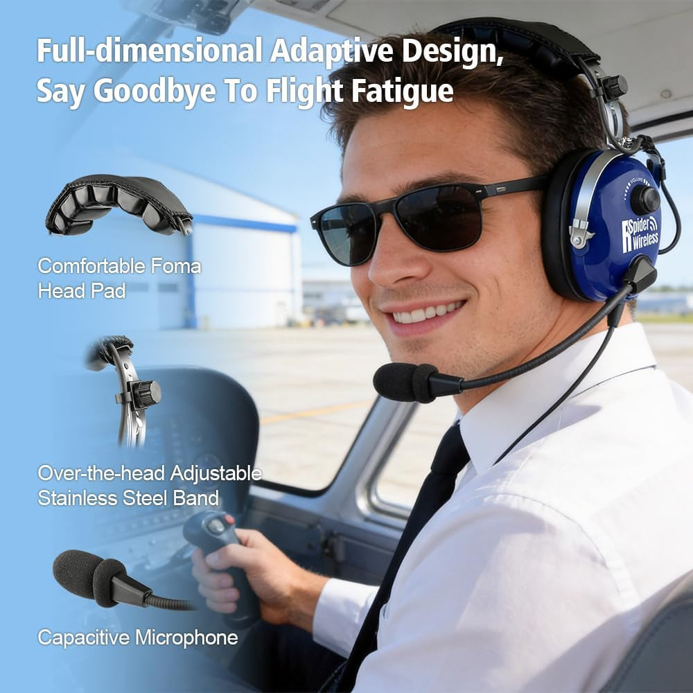 Pilot Aviation Headset for General Aircraft (Blue)