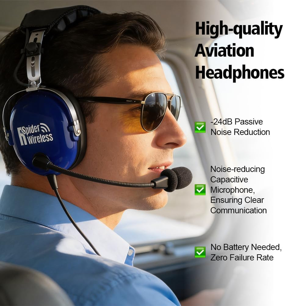 Pilot Aviation Headset for General Aircraft (Blue)