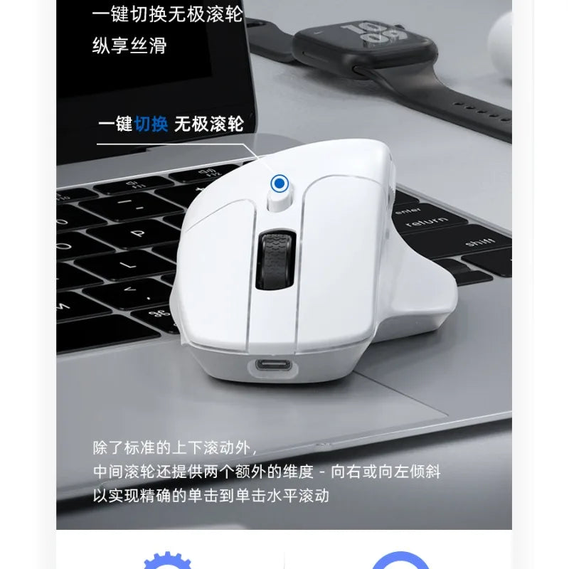 Keychron M6 Wireless Three Mode Mouse 2.4G Bluetooth PAW/PixArt 3395 Ergonomic Wired Gaming Design Custom Lightweight Mouse 78g