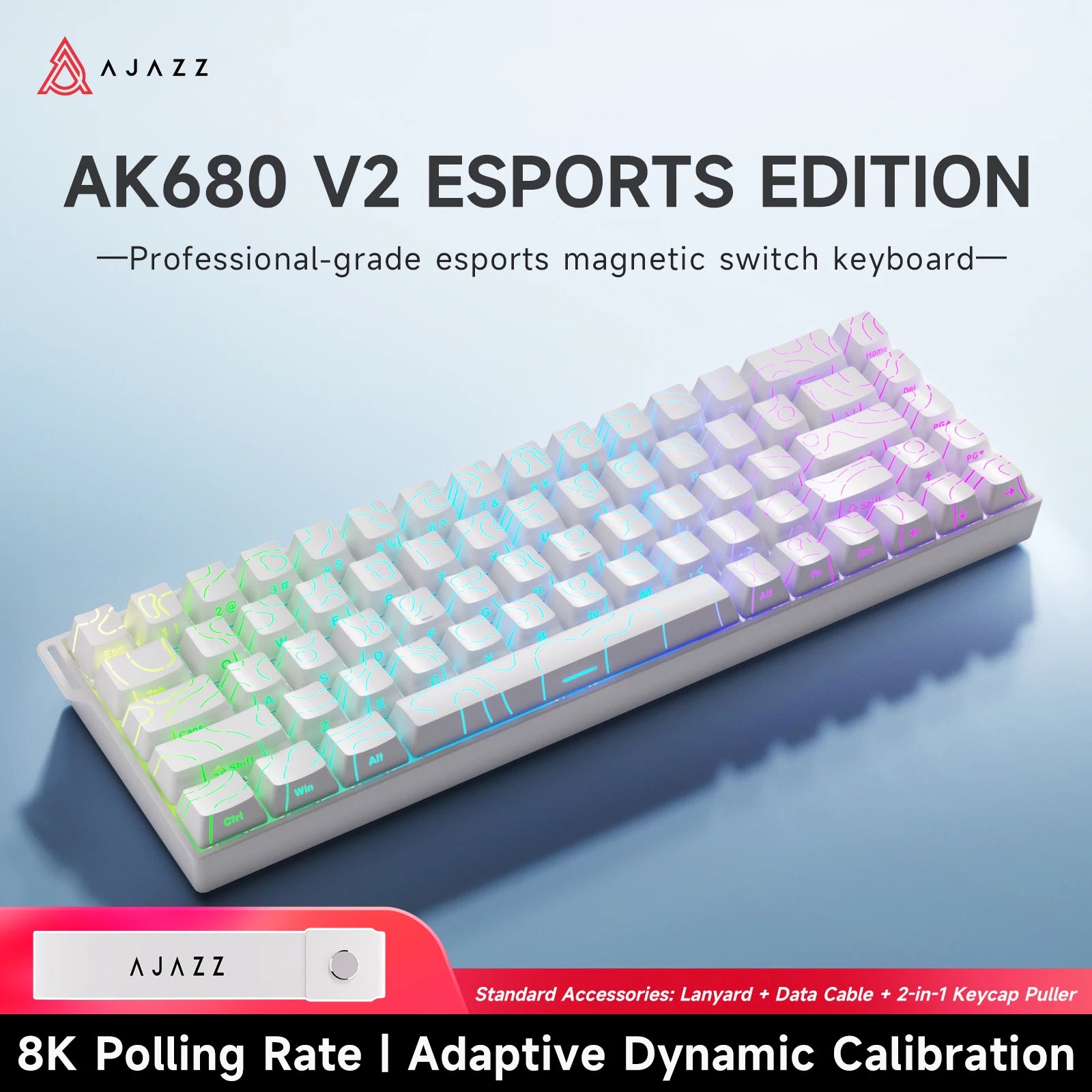 Ajazz E-Sports Magnetic Switch Keyboard 8000HZ Polling Rate 128k Ultra-High Scan Rate Aluminum Alloy Positioning Plate 0.01mm