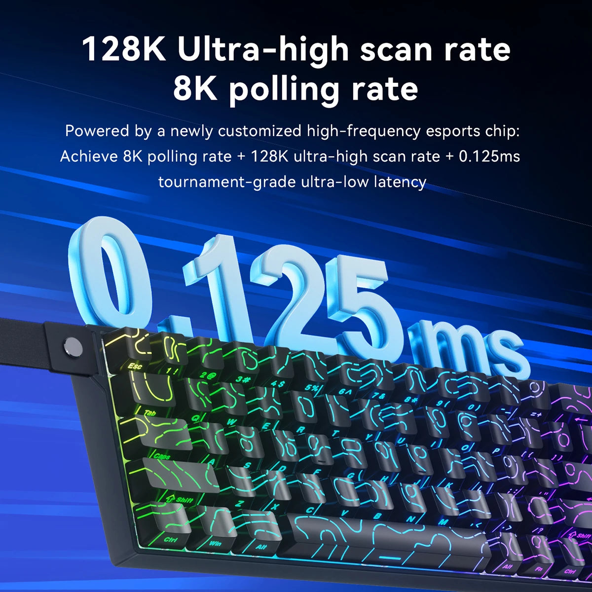 Ajazz E-Sports Magnetic Switch Keyboard 8000HZ Polling Rate 128k Ultra-High Scan Rate Aluminum Alloy Positioning Plate 0.01mm
