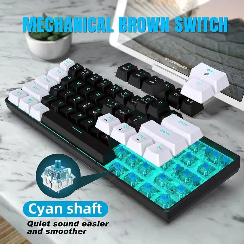 Mechanical Keyboard 60% Small and Compact Game Keyboard With Blue Switches and Backlit Navy Blue New