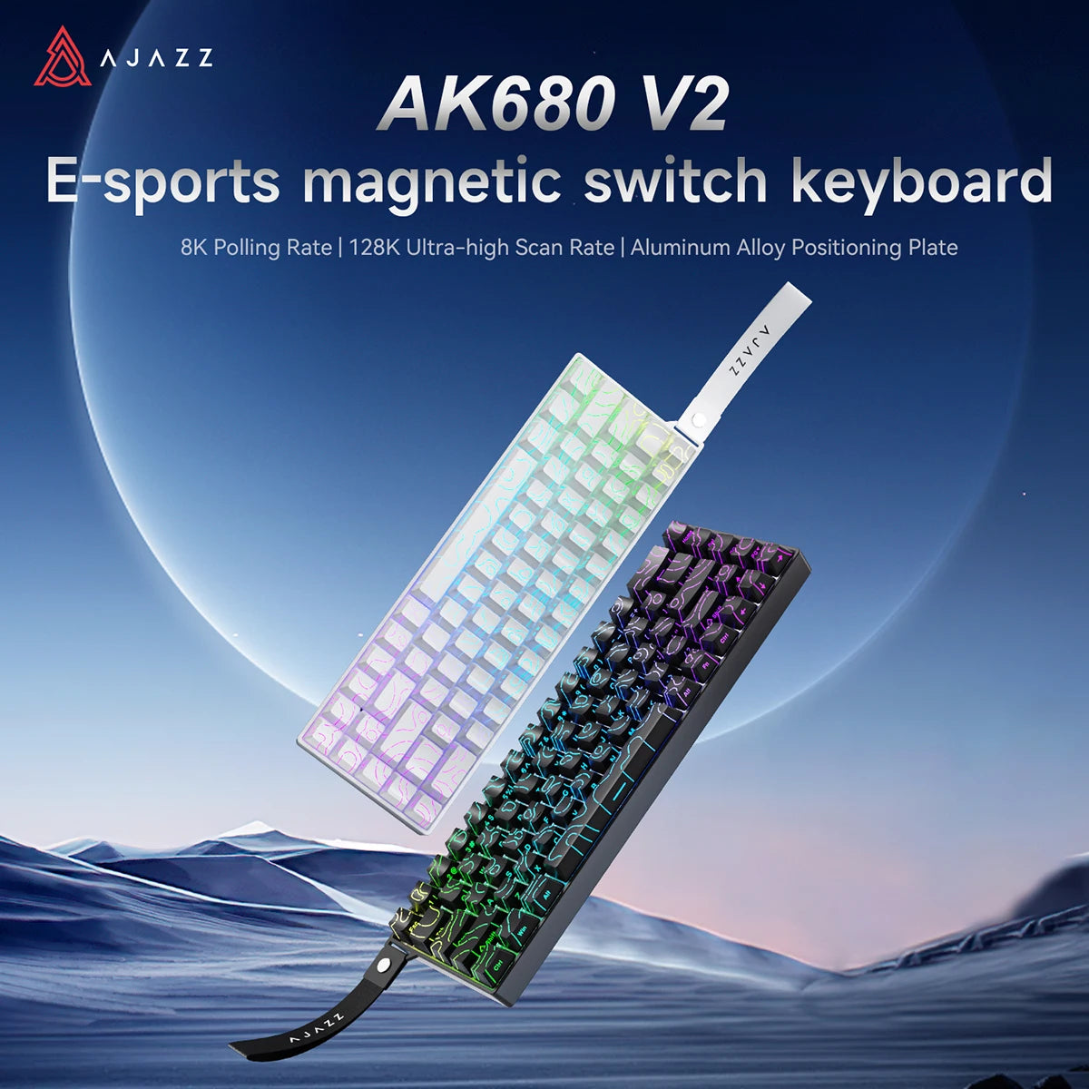 Ajazz E-Sports Magnetic Switch Keyboard 8000HZ Polling Rate 128k Ultra-High Scan Rate Aluminum Alloy Positioning Plate 0.01mm