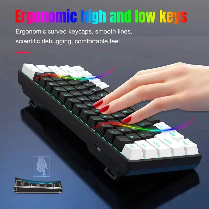Mechanical Keyboard 60% Small and Compact Game Keyboard With Blue Switches and Backlit Navy Blue New
