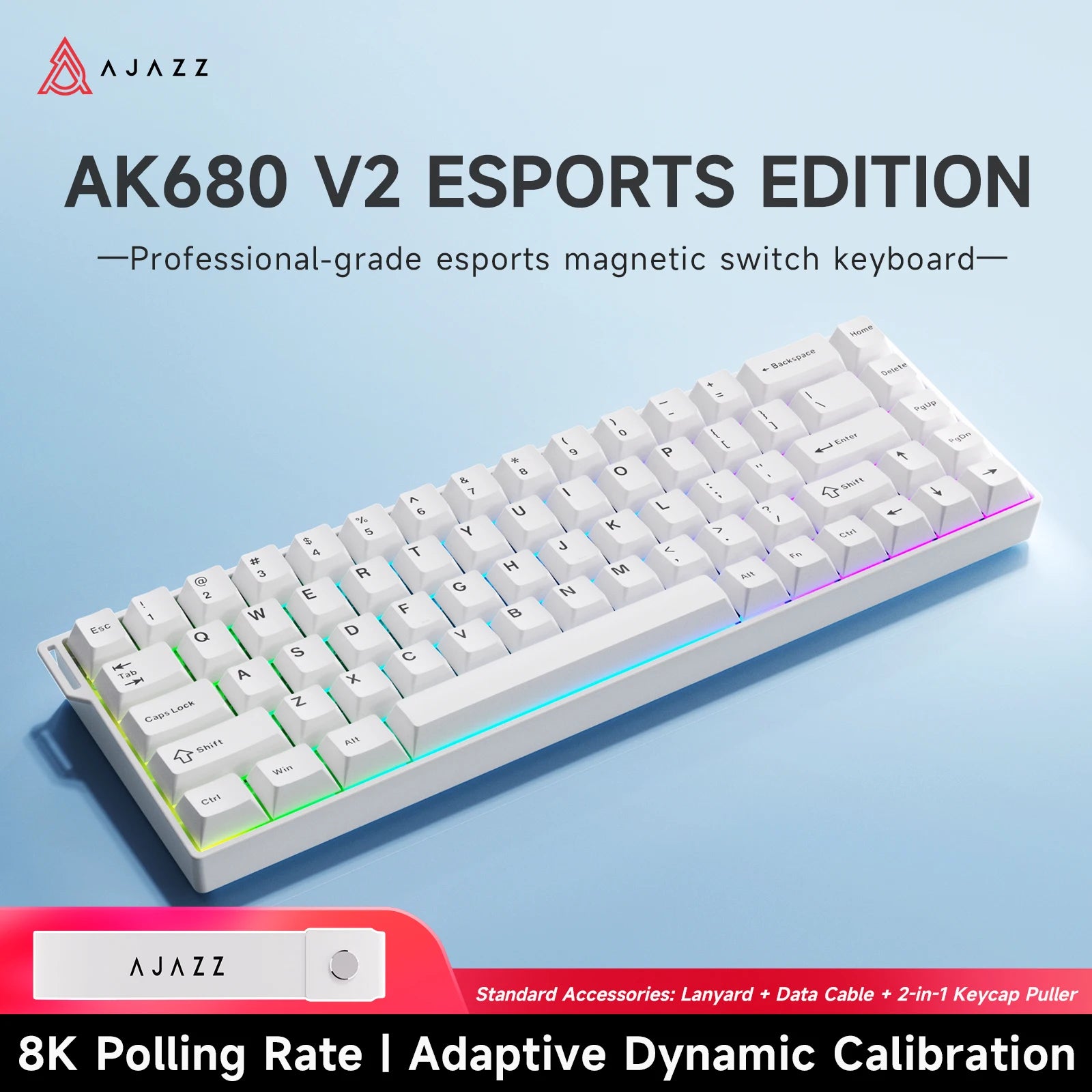 Ajazz E-Sports Magnetic Switch Keyboard 8000HZ Polling Rate 128k Ultra-High Scan Rate Aluminum Alloy Positioning Plate 0.01mm