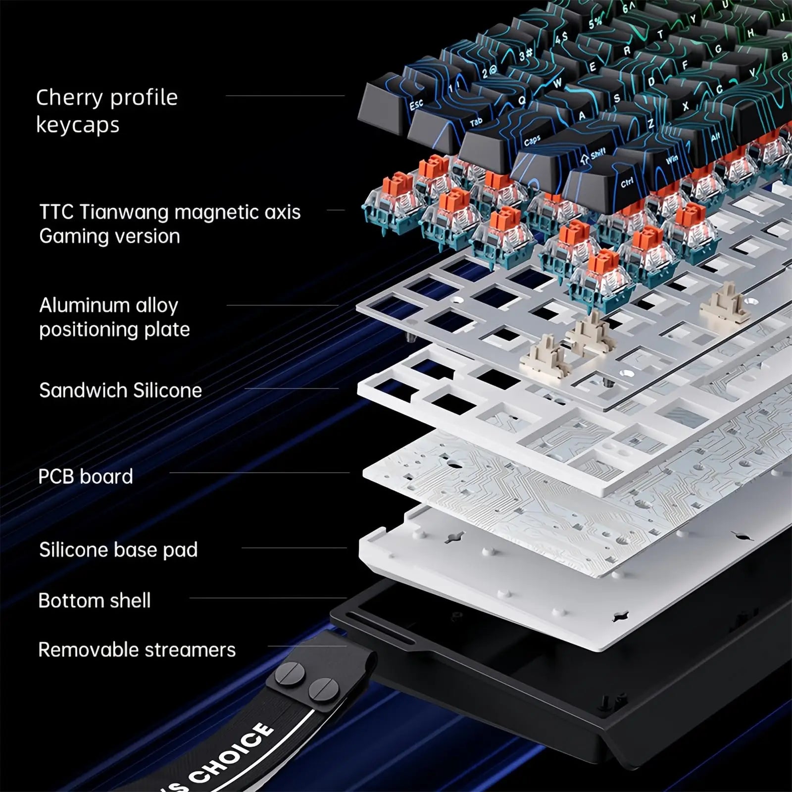 MCHOSE ACE 68 Magnetic Switch Gaming Keyboard Hall Effect Rapid Trigger Programmable RGB 8K Hz DKS/MT/TGL/RS/SOCD Keyboard