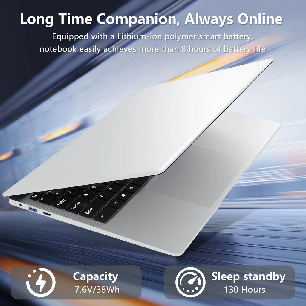 15.6-Inch Windows 11 Laptop with Intel Celeron, 8GB RAM, 256GB Storage for Students & Business