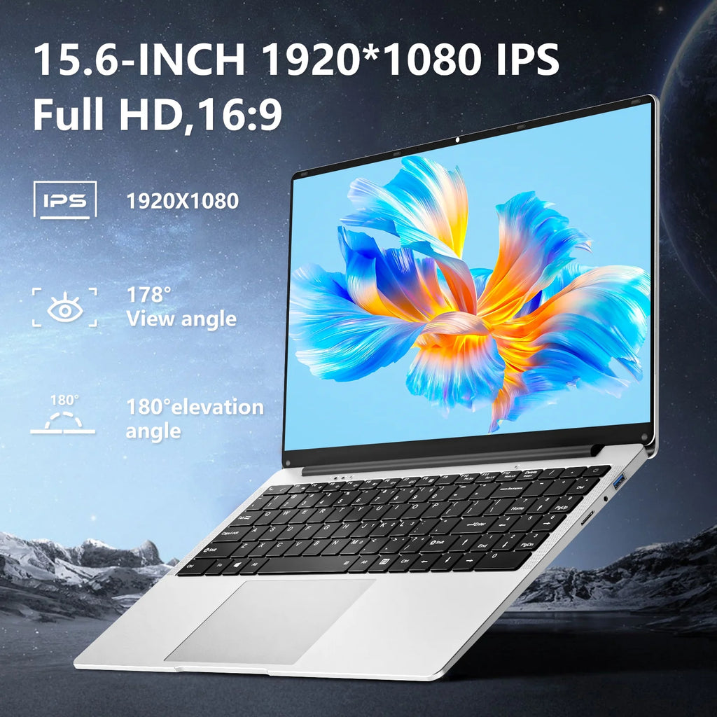 15.6-Inch Windows 11 Laptop with Intel Celeron, 8GB RAM, 256GB Storage for Students & Business