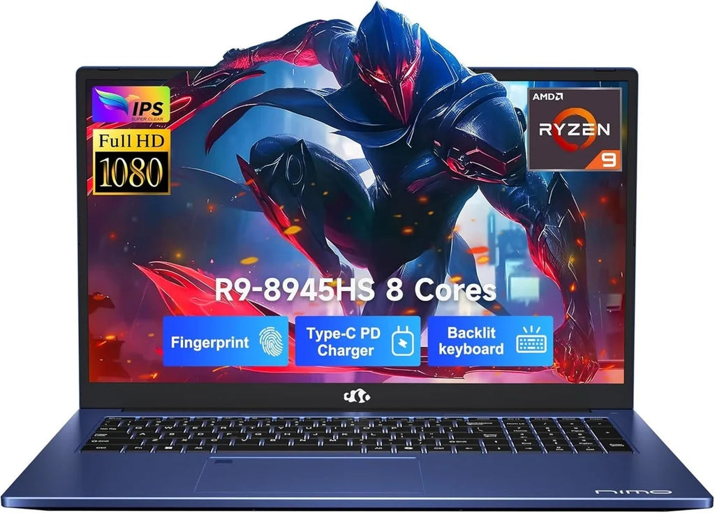 Gaming Laptop 17.3" Ryzen 9 8945HS,32GB RAM, 2TB SSD, Radeon 780M Graphics, PD 100W Type-C 4.0, AI&VR Ready Copilot+ PC, Backlit Keyboard Fingerprint