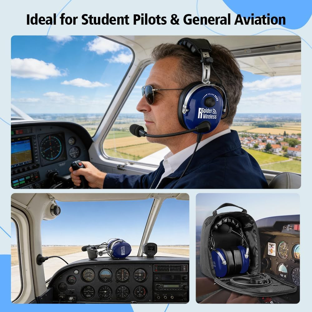 Pilot Aviation Headset for General Aircraft (Blue)
